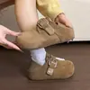 Elegantes zapatos mule metálicos con hebilla, de dos vías, para aumentar la altura, para mujer, novedad otoño 2026, mocasines versátiles de suela blanda sin cordones