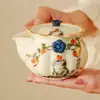 Tetera de Cerámica para Uso Doméstico, con Asa en Forma de Flor, Diseño Exquisito y Estéticamente Agradable, Adecuada para Té Gongfu