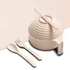 Tazón Instantáneo de Paja de Trigo con Tapa Vajilla Estilo Japonés Tazón para Dormitorio de Estudiantes Juego de Palillos Tazón Instantáneo con Tapa