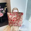 Bolso Tote Nuevo Guofeng Bordado Doble Cara Estampado en Caliente Estéreo Hecho a Mano Gran Capacidad Plástico Bambú Lona Trabajo Viajero