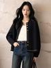 Casaco Casual Estilo Chanel Preto Feminino Outono 2024 Novo Curto plus size Feminino Baseball Suit Top
