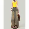 Calça Jeans Reta Rasgada para Mulheres, Lançamento Primavera/Verão 2026 Cintura Alta Emagrecedora Tamanhos Grandes Vintage Solta Perna Larga