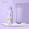 50% de desconto Guarda-chuva Dupla Utilização Resistente a UV com Proteção Solar em Cápsula, Guarda-sol, Dobrável Mini Ultra-Leve com Revestimento Preto para Uso ao Ar Livre