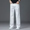 Jeans Blancos de Otoño de Alta Gama Italianos para Hombre, Pantalones Anchos Rectos Sueltos, Color Sólido, Versátiles Casuales de Negocios, Pantalones Largos