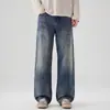 Jeans Masculino Azul Lavado Estilo Coreano Outono/Inverno 2026 Novo High Street Simples Moda Versátil Solto Perna Reta