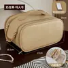 Bolsa de Cosméticos Portátil de Cor Sólida em PU Impermeável, Bolsa de Armazenamento de Cosméticos e Artigos de Higiene de Grande Capacidade, Bolsa de Mão para Viagem