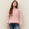 Outono/Inverno 2026 Novo Estilo Coreano Solto Estilo Preguiçoso Suéter Grosso de Tricô de Trança Feminino Outono Top de Tricô Jaqueta