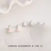 Pendientes de Concha con Forma de Abanico Estilo Europeo y Americano con Diamantes, Moda Elegante y de Alta Gama, Aretes de Nicho de Lujo Ligero, Accesorios Versátiles para Mujer