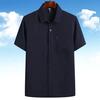 Camisa Casual de Verano Delgada de Seda Hielo Algodón Lino Manga Corta Estilo Chino Camisa de Papá con Cuello y Bolsillo