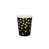 Serie de Puntos Estampados en Caliente Negros Suministros para Fiesta de Cumpleaños Transfronteriza Exportación Platos de Papel Desechables Vasos de Papel Vajilla para Festival