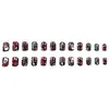 Artículo de moda de comercio exterior 24 piezas arte de uñas Halloween estilo gótico oscuro flores rojas calavera uñas cortas cuadradas ponibles venta al por mayor