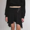 Falda casual de moda de estilo coreano inspirada en Instagram, con dobladillo ancho, color liso, botón simple, hasta la rodilla, Y2K, verano, deportiva, media falda