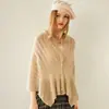 Xale/Lenço de Moda 100% Caxemira Pura Feminino Cor Lisa Aquecedor de Pescoço Versátil Outono e Inverno Nova Peça de Tricô para Usar por Cima