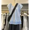 Blusa Casual Versátil com Design de Babados Costurados Soltos, Estilo Verão 2026, para Mulheres