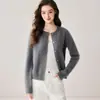 Suéter 100% Cachemir Puro Cuello Redondo Cardigan de Punto Trenzado Grueso Cálido Ropa de Abrigo Elegante Simple Versátil Prendas de Punto Adelgazantes