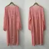 Nuevo Vestido de Ramio de Cuello Redondo para Mujer Verano 2026, Falda Larga Media Holgada, Vestido Versátil de Botones, Vestido Dulce Estilo Bosque