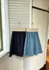 Falda Vaquera Azul Retro Estilo Francés Coreano, Falda Midi de Cintura Elástica en A para Verano, Versátil Encaje de Retazos Adelgazante para Mujer