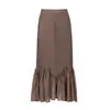 Falda plisada de sarga estilo Miyake con diseño de escamas de pez para mujer, elástica de cintura alta, retazos de gasa, volante, versátil, de longitud media