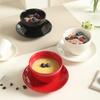 Taza de Café Cerámica Tres Colores Estilo Casual Taza para Espresso Latte Art Transfronteriza Europea Juego de Taza y Platillo para Café Italiano
