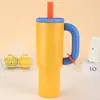 Taza de Hielo Transfronteriza de 40 oz Termo de Acero Inoxidable 304 con Asa y Popote, Taza de Agua para Coche, Fabricante Personalización OEM