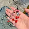 Lanyard Fofo Vermelho para Celular Gatinho Kitty Corrente Pendente de Câmera CCD Nicho Chaveiro com Pingente de Miçangas DIY