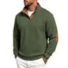 Ropa de Hombre para Primavera y Otoño Transfronteriza, Talla Europea, Jacquard de Textura Pesada, Cuello Alto, Manga Larga, Sudadera Bordada Casual con Media Botonadura, Modelo Más Vendido
