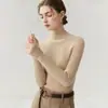 100% de doble hilo, engrosado, otoño/invierno, cuello medio alto, ajuste ceñido para mujer, manga larga, ajustado al cuerpo, suéter de punto