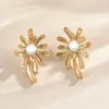 Pendientes de Flor de Aleación y Perla Moda Forma de Pétalo Exagerada Estilo Palacio Retro Accesorios de Vestir de Moda Fabricante