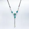 Jingdezhen Cerámica Estilo Étnico Cadena para Suéter de Cerámica Collar Estilo Chino Retro Collar Antiguo Estilo Chino Hecho a Mano Versátil