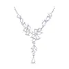 Collar de Plata Pura S999 para Mujer, Cadena para Clavícula de Flor de Glicina con Circonita, Cadena de Cuello con Borla de Lujo Ligero de Nicho, Nuevo Estilo Regalo de Cumpleaños