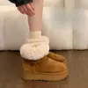 Botas de Nieve Forradas de Piel para Mujer 2026 Nuevas de Invierno con Felpa Gruesa Zapatos de Algodón Suela Gruesa Zapatos de Pan Calientes Botas de Nieve