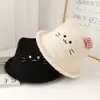 Sombrero de Pescador de Terciopelo de Cordero Lindo Gato para Invierno Mujeres Cálido Ala Ancha Versátil Sombrero Pequeño con Lazo de Orejas