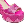 Rebite Strass Amazon Rivet Novos Sandálias de Salto Fino 2023 Comércio Exterior Sandálias Cor Vermelho Rosa para Adultos