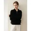 Suéter de cuello alto con media cremallera de cachemira pura para mujer, nuevo estilo otoño e invierno, tejido holgado y estilizado, top básico de manga larga