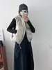 Novedad Otoño/Invierno 2026 Moda Coreana para Mujer Chaleco de Algodón Tejido con Capucha Simple Ropa de Abrigo Cálida