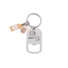 Abrebotellas de Cerveza Nuevo Transfronterizo Llavero de Acero Inoxidable Se Puede Grabar Colgante para Bolsa como Regalo del Día del Padre para Novio