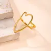 Anillo de Acero de Titanio Transfronterizo Estilo Ins Índice Moda Anillo Abierto Corazón Hueco Acero Inoxidable Venta al por Mayor