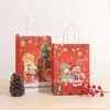 Bolsa de Papel Kraft para Fiesta Navideña Bolsa para Empaque a Mano Bolsa de Regalo de Dibujos Animados María Mario Santa