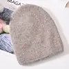Fábrica de Gorros de Piel de Conejo En Stock para Mujer Gorro de Lana Tejido con Lentejuelas Gorro para Clima Frío Protección para los Oídos Gorro Cálido Personalizado Venta al por Mayor