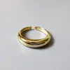 JZ47 Diseño de Nicho Plata de Ley 925 Glaseado Mínimo Plata Lisa Anillo Chapado en Oro para Mujeres Estilo Celebridad de Internet Anillo Simple