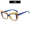 Estilo Francés de Pintura al Óleo Ojo de Gato Espejo Plano Marco de Gafas Artístico Transfronterizo Marco Grande Gafas con Filtro Extremo de Luz Azul