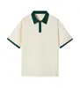 240g Camisa Polo de Marca de Moda Hombro Caído Bloque de Color Manga Corta Cuello Campana Versátil Unisex Uniforme de Equipo Elegante Cómodo