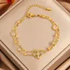 Pulsera de Acero de Titanio Moda Europea y Americana Transfronteriza Pulsera de Trébol de Cuatro Hojas Pulsera de Lujo Ligero de Niña Sentido de Alta Gama Pulsera Explosiva para Pareja Pulsera