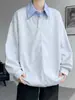 Sudadera Falsa de Dos Piezas para Hombre Nueva Primavera y Otoño 2025 Holgada Moderna Marca Casual Cuello de Camisa Camisa de Capa Interior para Hombre