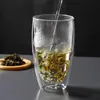 Taza de vidrio de doble pared con forma de huevo hecha a medida, transparente y resistente al calor, ideal para té y café, hecha de vidrio de borosilicato alto
