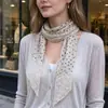 Pañuelo ligero con estampado floral de encaje para primavera y verano con decoración de retazos para mujer, pañuelo de cuello estilo retro pastoral