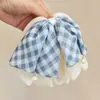 Pinza para el Cabello con Lazo de Cinta Patchwork a Dos Tonos a Cuadros, Pinza de Tela Versátil para Cola de Caballo, Pinza de Garra de Moda para Medio Recogido para Mujeres