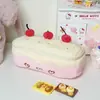 Nuevo Estuche Delgado y Delicado de Pastel de Cereza, Bolsa de Lápices de Peluche Estilo Ins de Alto Valor para Niñas, Caja de Papelería Estilo Coreano para Estudiantes de Secundaria