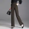 Pantalones rectos para mujer, nueva colección otoño/invierno 2026, de cintura alta, corte holgado, adelgazantes, pantalones de traje casual, con un diseño fluido, de pierna estrecha, de pierna ancha