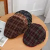 Gorra Plana Retro de Cuadros con Visera Corta Gorra de Artista Literario Japonés Gorra de Newsboy Estilo Británico para Mujer Otoño/Invierno Dropshipping